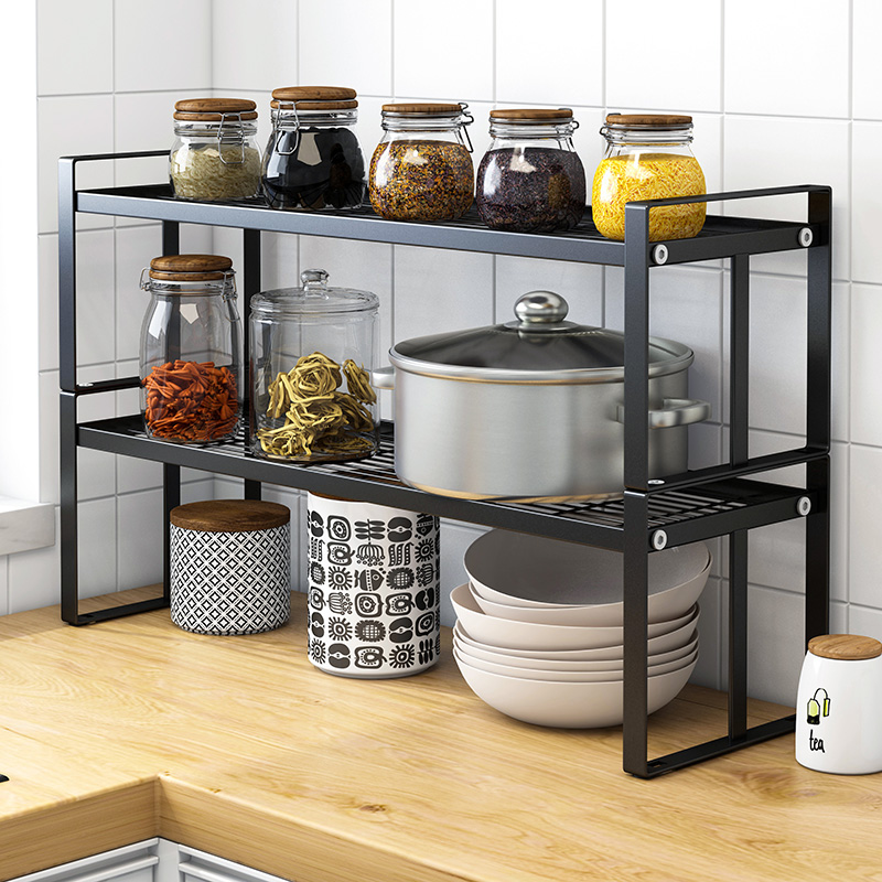 厨房置物架家用品多功能台面碗碟收纳架不锈钢多层调料储物架锅架