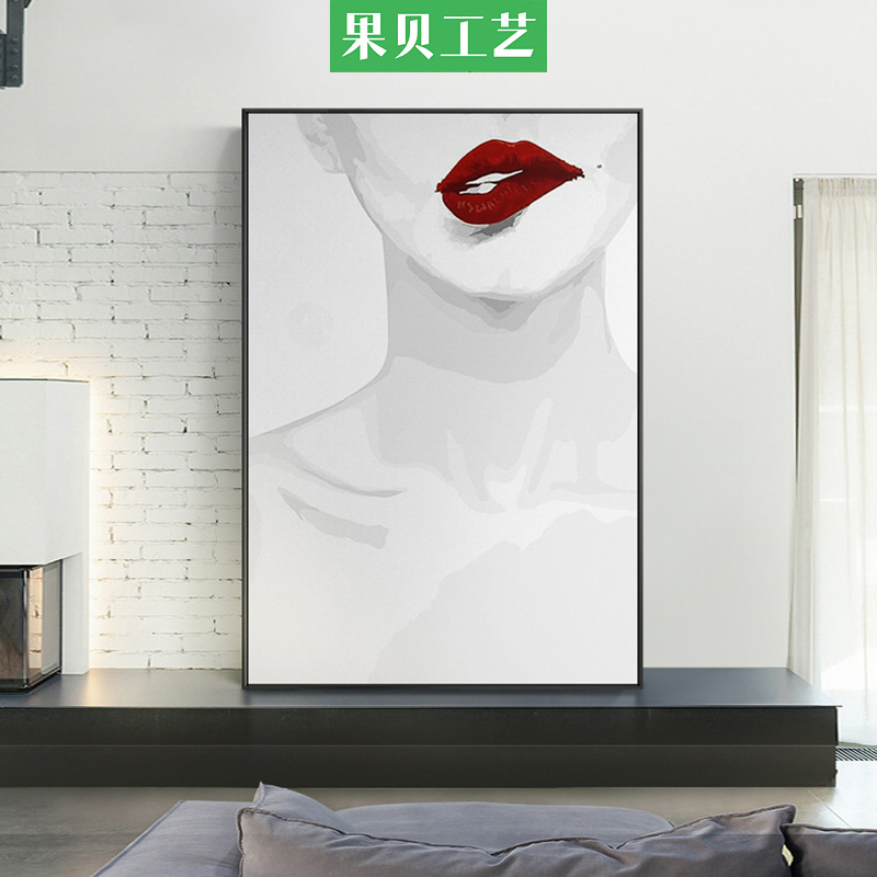北欧抽象玄关装饰画美女人物黑白落地壁画现代客厅挂