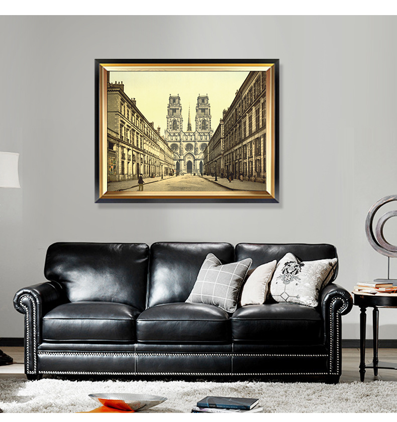 美式经典建筑客厅装饰画欧式复古卧室书房挂画沙发背景墙欧式壁画