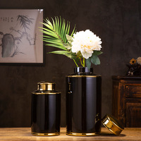 景德镇新中式陶瓷花瓶北欧样板间客厅创意摆件软装工艺品