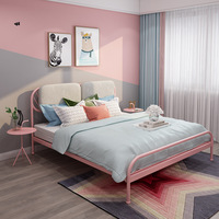 北欧网红公主床家用小户型卧室创意靠背单双人床名宿简约金色铁床