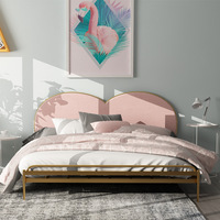 北欧家用简约铁艺床网红小户型卧室1.8米公主床轻奢金色1.5单人床