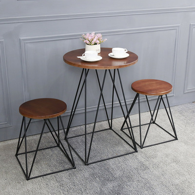 简约奶茶店休闲吧实木成套咖啡桌椅小户型阳台洽谈室谈话桌椅组合