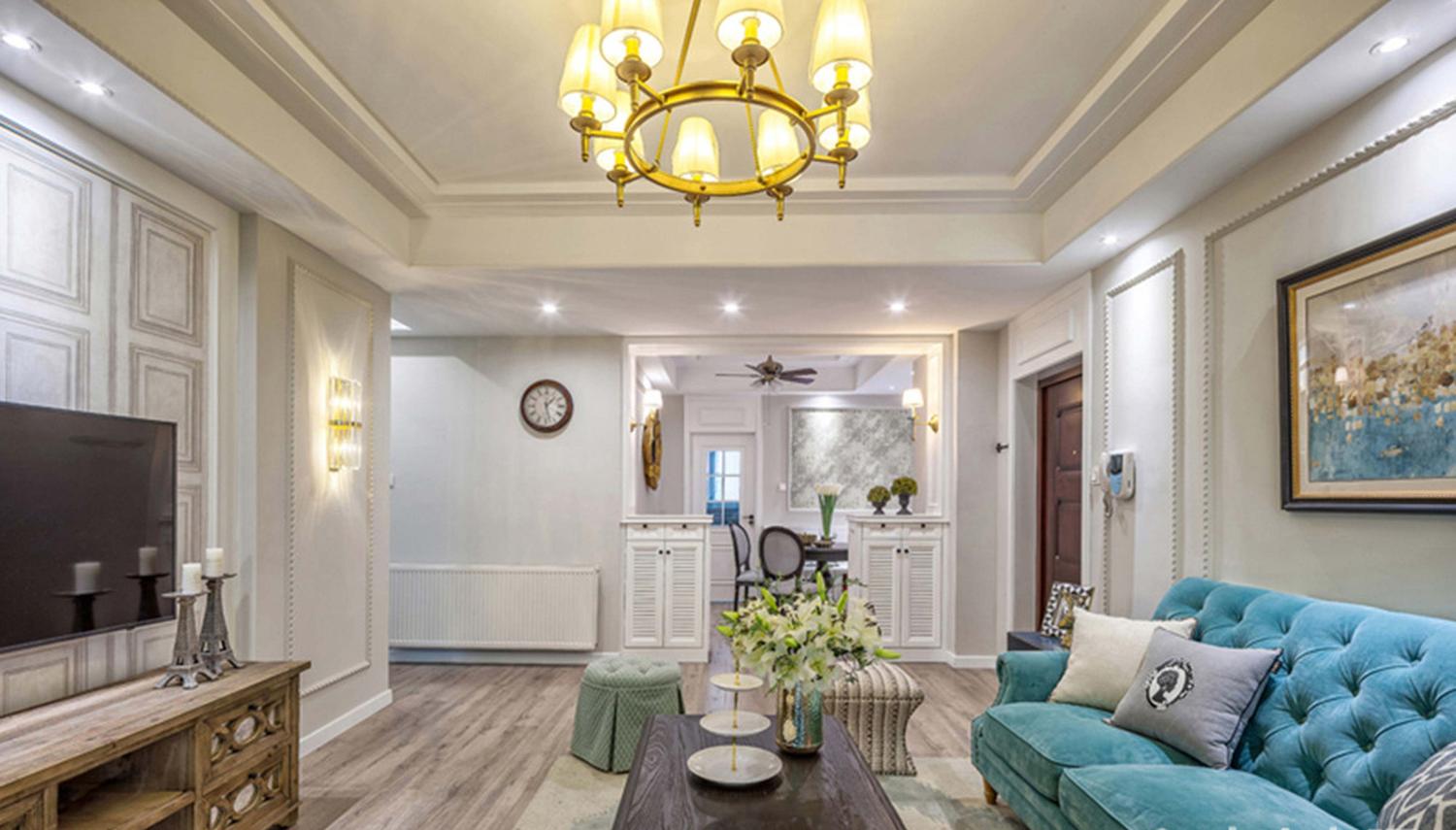 鹤岗永丰财富家园楼房家庭室内装修设计公司三室两厅大包案例