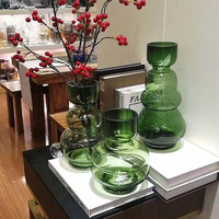 【新加勤】北欧绿色玻璃花瓶轻奢客厅餐桌插鲜花水培吊钟花瓶
