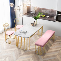 北欧大理石餐桌现代简约家用长方形吃饭桌椅组合休闲咖啡厅洽谈桌
