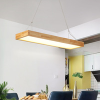 北欧餐厅灯简约长方形吊灯LED日式现代简约办公室工作室实木灯具