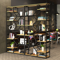 简约现代实木家用置物架客厅铁艺简易落地书架餐厅简约隔断置物架