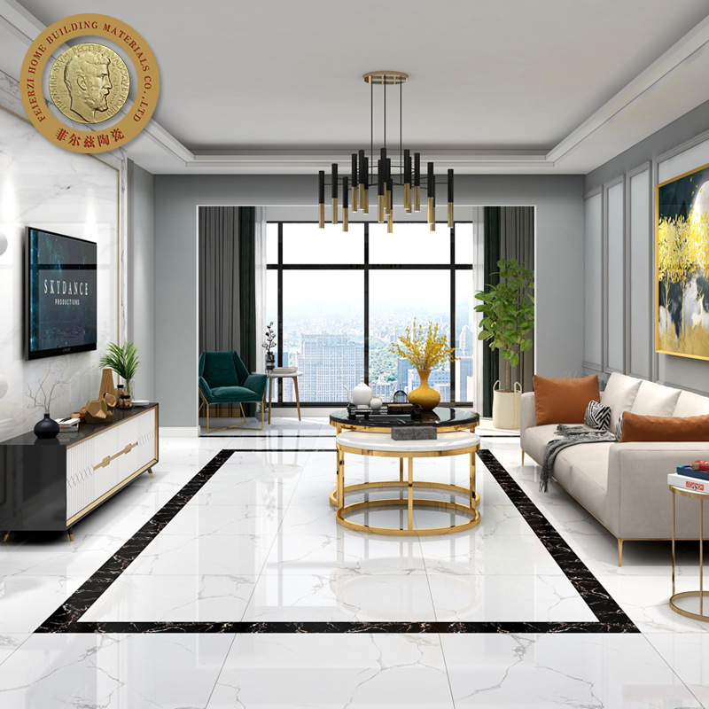 菲尔兹客厅地砖800*800地板砖佛山通体大理石瓷砖卡塔拉白