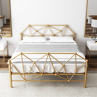 北欧简约单双人床家用卧室金色铁艺1.8米双人床公寓宿舍1.5米铁床