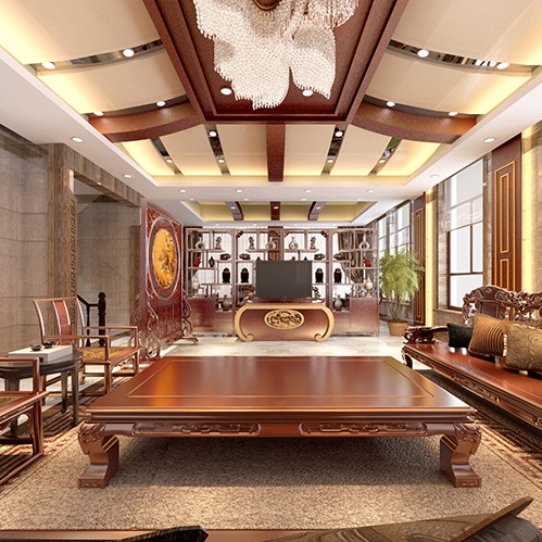 双鸭山宝清县别墅中式风格设计616平米设计案例展示
