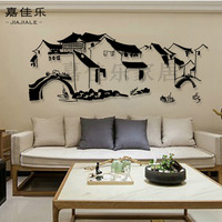 厂家定制中式墙饰壁饰立体铁艺壁挂中国风江南水乡墙面挂件创意品