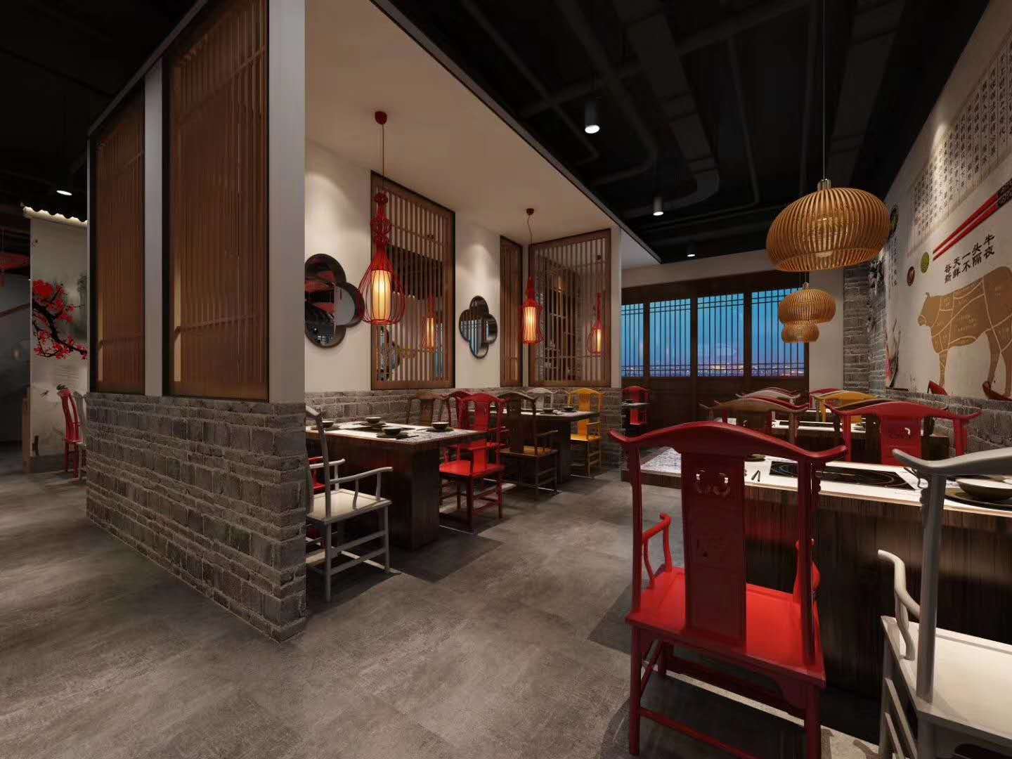 鹤岗1000平米中餐厅饭店装修设计案例效果图